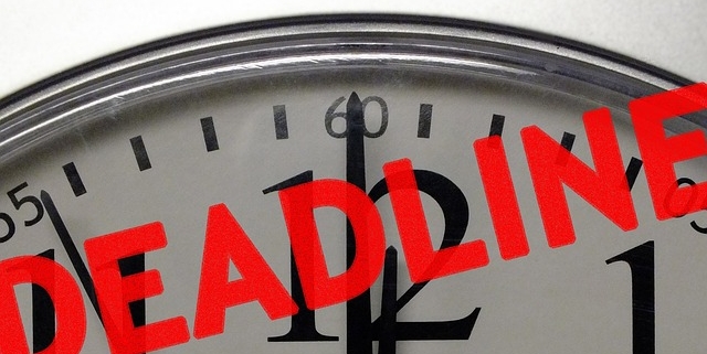 A clock indicates that a court deadline looms