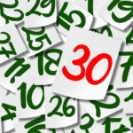 A pile of notes containing numbers reflecting possible court deadlines, topped by a 30 day deadline